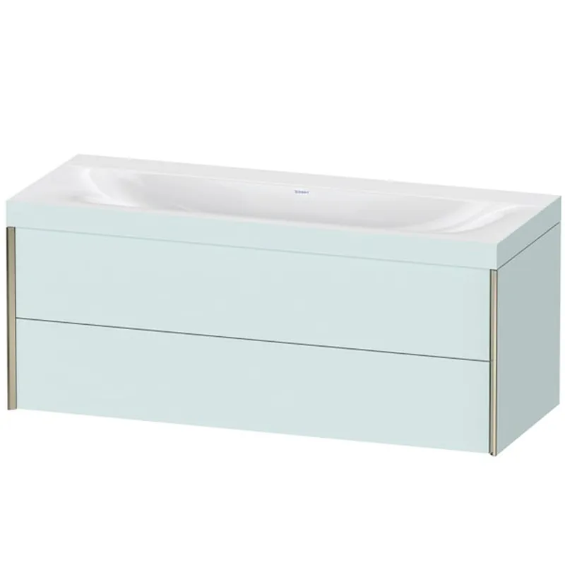 Crafted Duravit Xviu 47" x 20" x 19" Two Drawer C-Bonded Wall-Mount Vanity Kit Without Tap Hole, Light Blue (XV4617NB109C)
