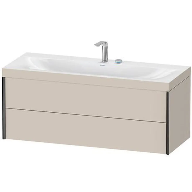 Certified Duravit Xviu 47" x 20" x 19" Two Drawer C-Bonded Wall-Mount Vanity Kit With Two Tap Holes, Taupe (XV4617EB291C)