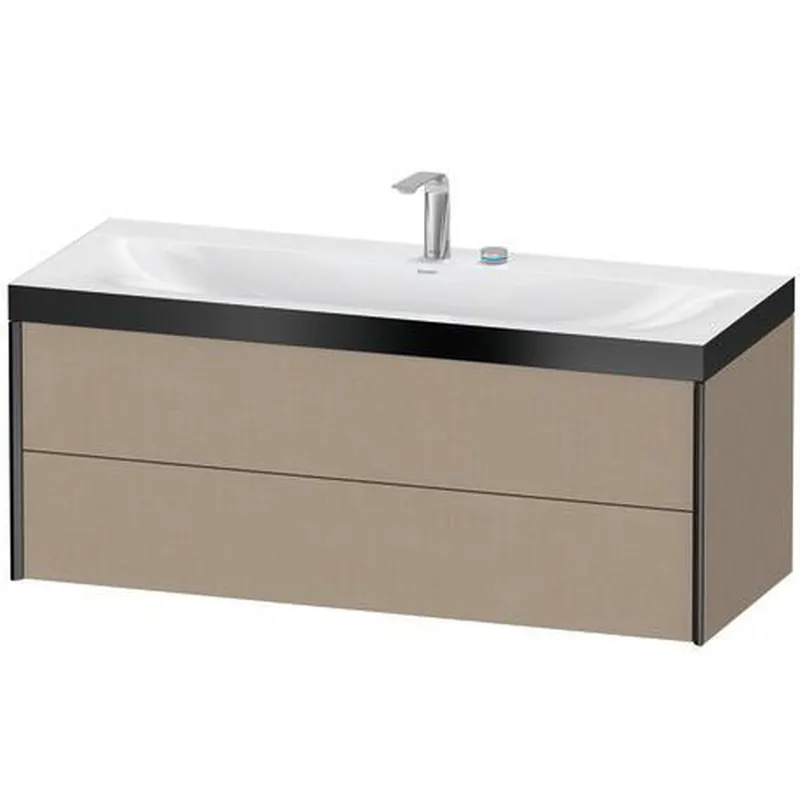 Best Price Duravit Xviu 47" x 20" x 19" Two Drawer C-Bonded Wall-Mount Vanity Kit With Two Tap Holes, Linen (XV4617EB275P)