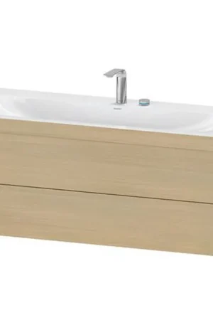 Best Choice Duravit Xviu 47" x 20" x 19" Two Drawer C-Bonded Wall-Mount Vanity Kit With Two Tap Holes, Mediterranean Oak (XV4617EB271C)