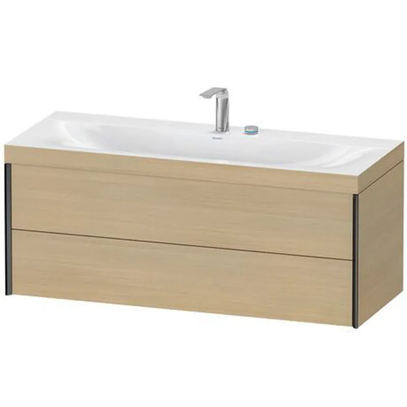 Best Choice Duravit Xviu 47" x 20" x 19" Two Drawer C-Bonded Wall-Mount Vanity Kit With Two Tap Holes, Mediterranean Oak (XV4617EB271C)