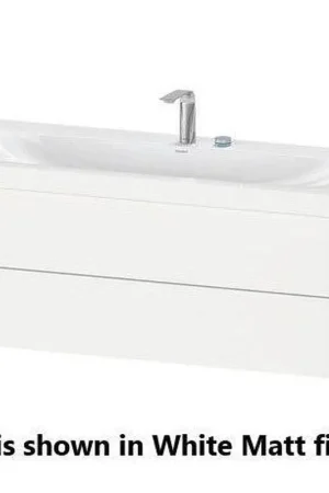 Brand New Duravit Xviu 47" x 20" x 19" Two Drawer C-Bonded Wall-Mount Vanity Kit With Two Tap Holes, Chestnut Dark (XV4617EB253P)