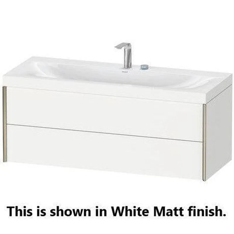 Brand New Duravit Xviu 47" x 20" x 19" Two Drawer C-Bonded Wall-Mount Vanity Kit With Two Tap Holes, Chestnut Dark (XV4617EB253P)