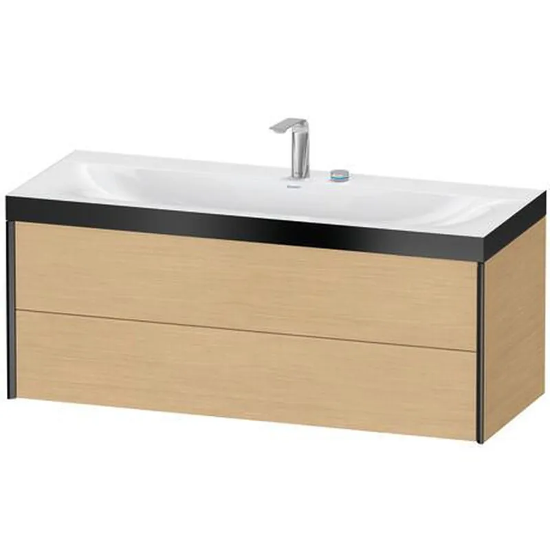 Best Seller Duravit Xviu 47" x 20" x 19" Two Drawer C-Bonded Wall-Mount Vanity Kit With Two Tap Holes, Natural Oak (XV4617EB230P)