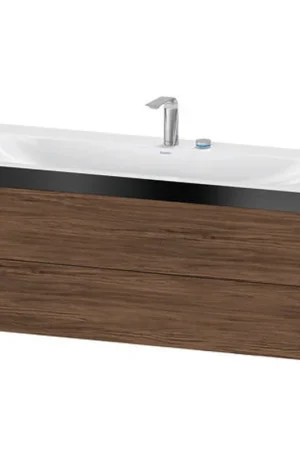 Bulk Order Duravit Xviu 47" x 20" x 19" Two Drawer C-Bonded Wall-Mount Vanity Kit With Two Tap Holes, Walnut Dark (XV4617EB221P)