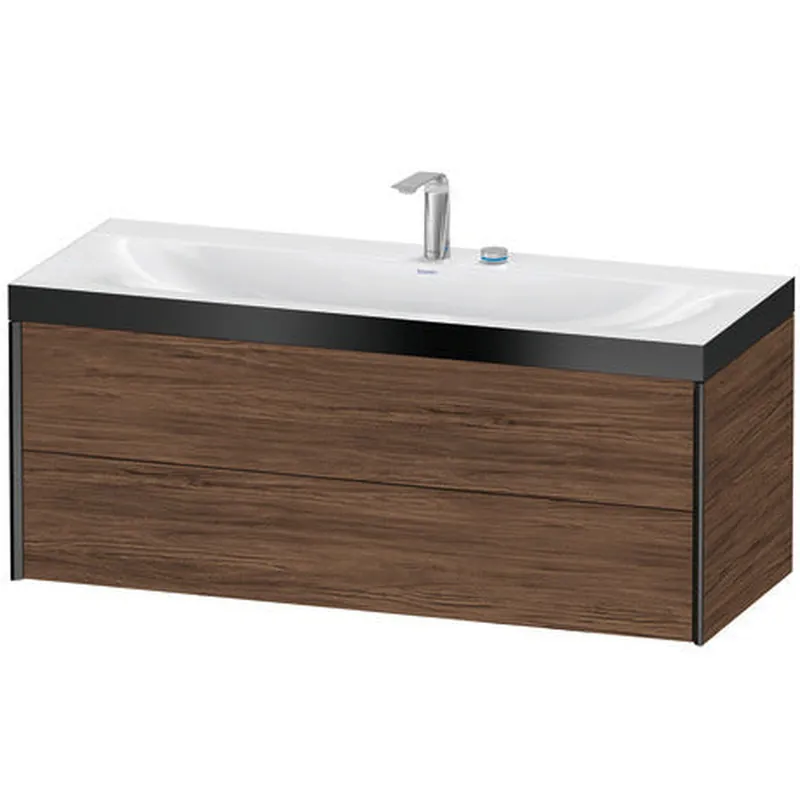 Bulk Order Duravit Xviu 47" x 20" x 19" Two Drawer C-Bonded Wall-Mount Vanity Kit With Two Tap Holes, Walnut Dark (XV4617EB221P)