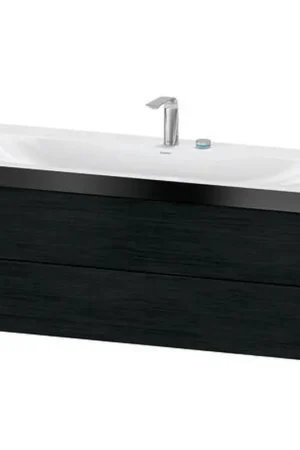 Buy Today Duravit Xviu 47" x 20" x 19" Two Drawer C-Bonded Wall-Mount Vanity Kit With Two Tap Holes, Oak Black (XV4617EB216P)