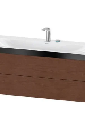 Buy Online Duravit Xviu 47" x 20" x 19" Two Drawer C-Bonded Wall-Mount Vanity Kit With Two Tap Holes, American Walnut (XV4617EB213P)