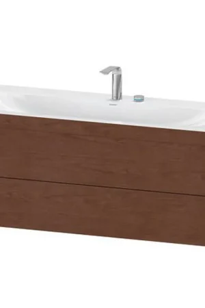 Discount Duravit Xviu 47" x 20" x 19" Two Drawer C-Bonded Wall-Mount Vanity Kit With Two Tap Holes, American Walnut (XV4617EB213C)