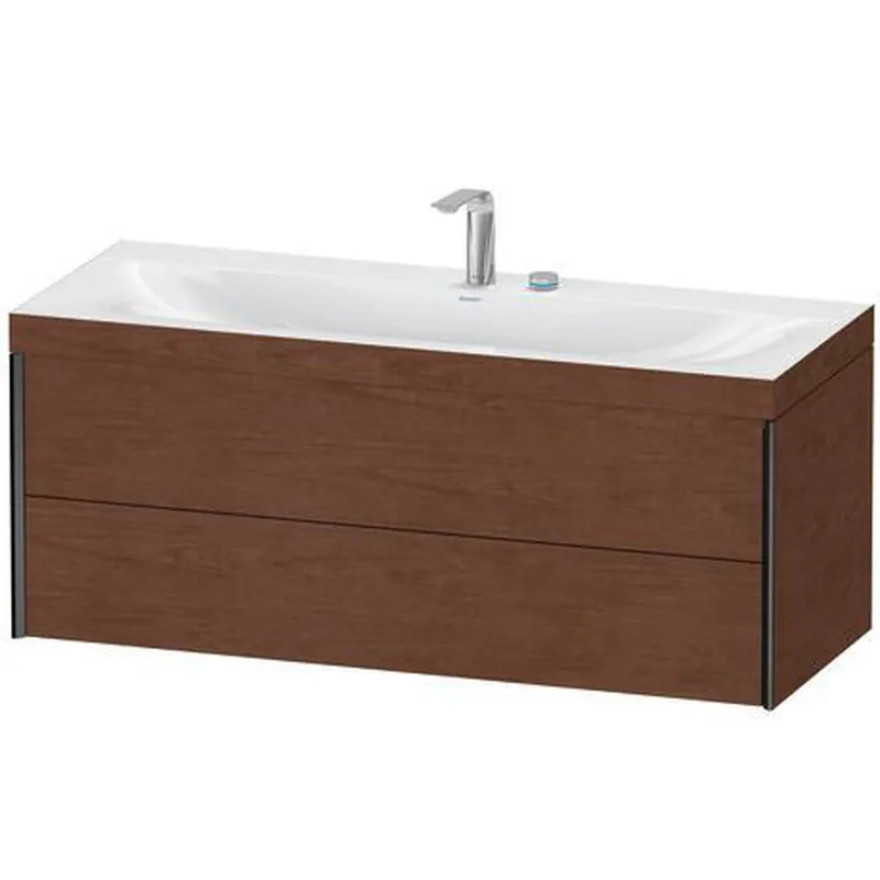 Discount Duravit Xviu 47" x 20" x 19" Two Drawer C-Bonded Wall-Mount Vanity Kit With Two Tap Holes, American Walnut (XV4617EB213C)