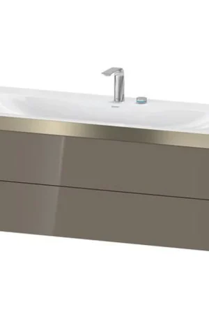 Direct From Manufacturer Duravit Xviu 47" x 20" x 19" Two Drawer C-Bonded Wall-Mount Vanity Kit With Two Tap Holes, Flannel Gray (XV4617EB189P)