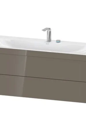 Direct From Manufacturer Duravit Xviu 47" x 20" x 19" Two Drawer C-Bonded Wall-Mount Vanity Kit With Two Tap Holes, Flannel Gray (XV4617EB189C)
