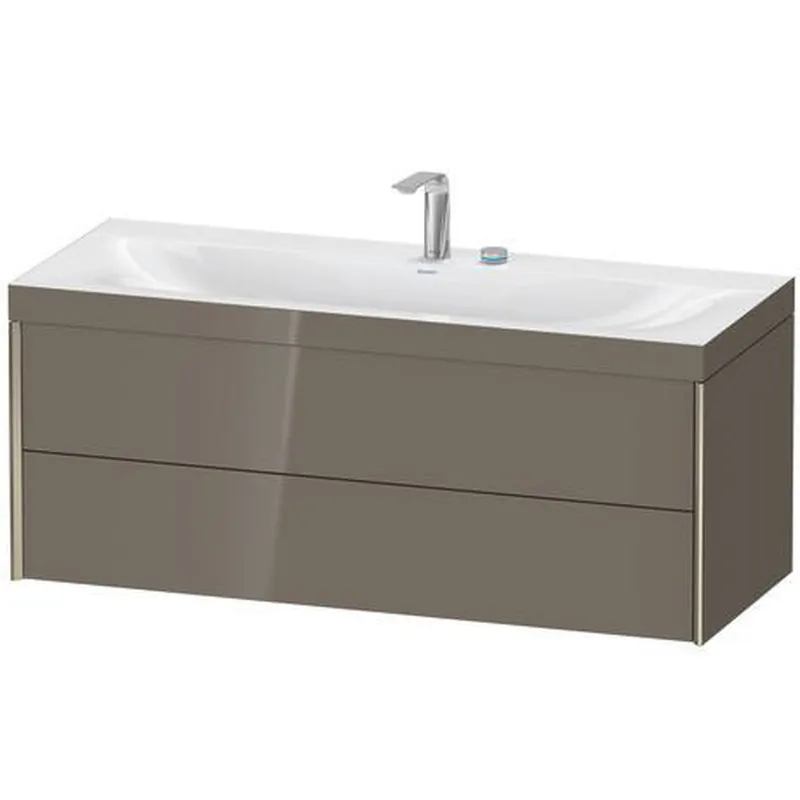 Direct From Manufacturer Duravit Xviu 47" x 20" x 19" Two Drawer C-Bonded Wall-Mount Vanity Kit With Two Tap Holes, Flannel Gray (XV4617EB189C)