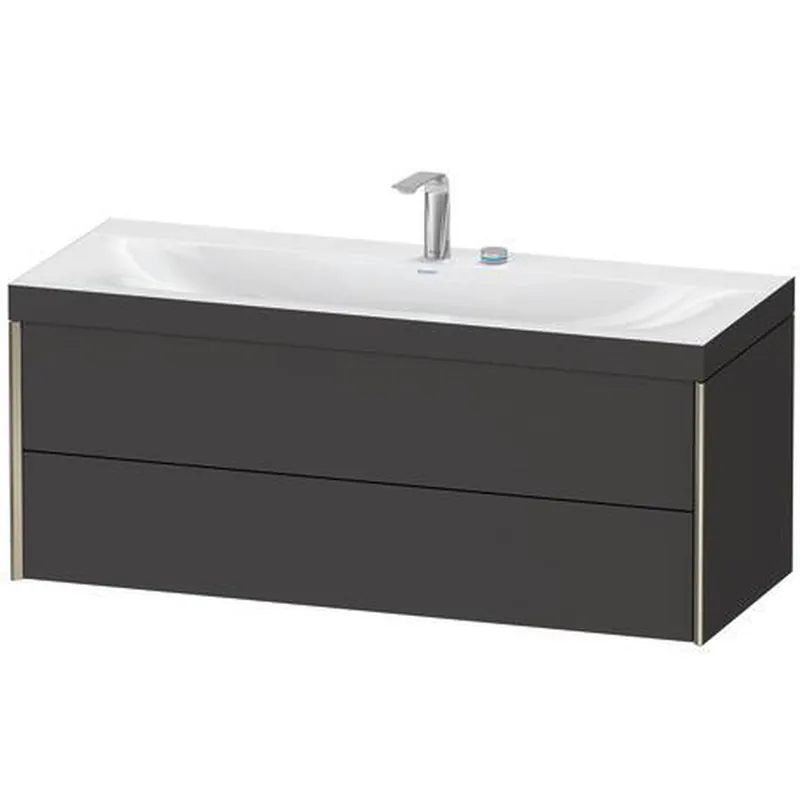 Certified Duravit Xviu 47" x 20" x 19" Two Drawer C-Bonded Wall-Mount Vanity Kit With Two Tap Holes, Graphite (XV4617EB180C)