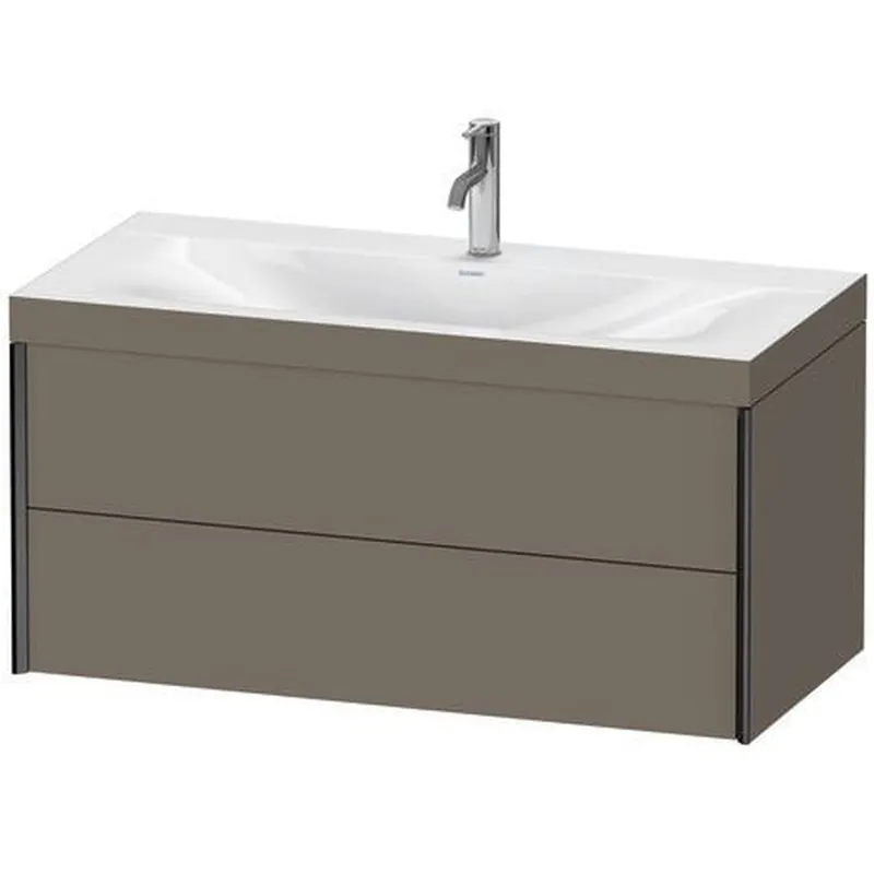 Direct From Manufacturer Duravit Xviu 39" x 20" x 19" Two Drawer C-Bonded Wall-Mount Vanity Kit With One Tap Hole, Flannel Gray (XV4616OB290C)