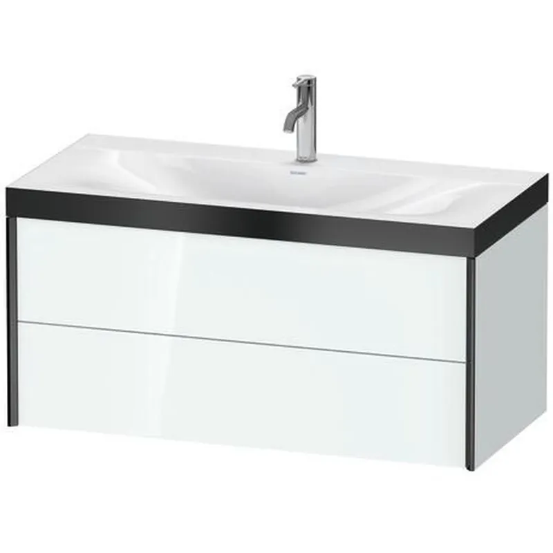 Worldwide Shipping Duravit Xviu 39" x 20" x 19" Two Drawer C-Bonded Wall-Mount Vanity Kit With One Tap Hole, White (XV4616OB285P)
