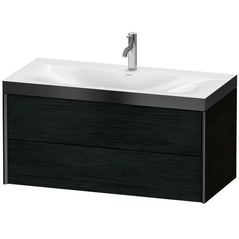 Direct From Manufacturer Duravit Xviu 39" x 20" x 19" Two Drawer C-Bonded Wall-Mount Vanity Kit With One Tap Hole, Oak Black (XV4616OB216P)