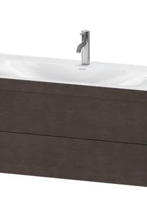 Authentic Duravit Xviu 39" x 20" x 19" Two Drawer C-Bonded Wall-Mount Vanity Kit With One Tap Hole, Dark Brushed Oak (XV4616OB172C)