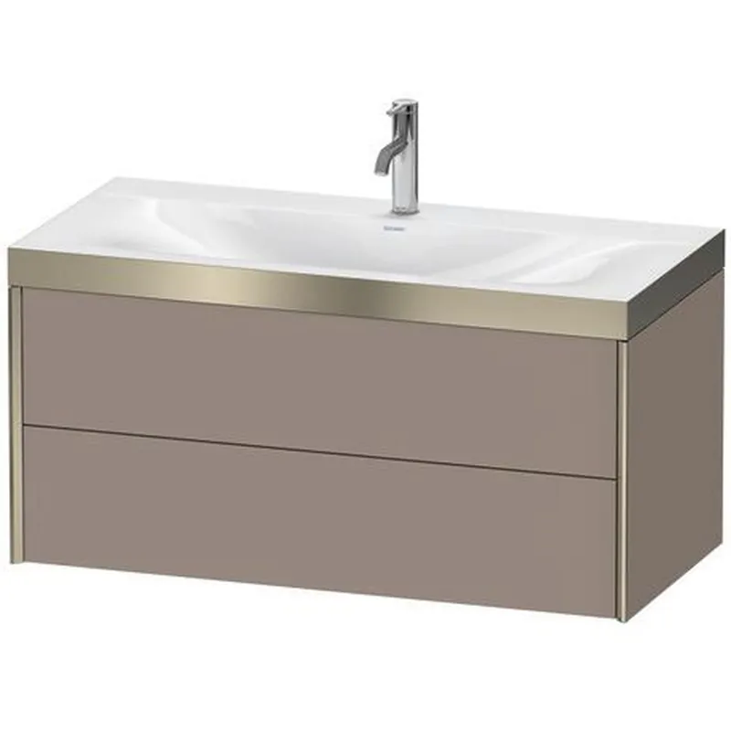 Cheap Duravit Xviu 39" x 20" x 19" Two Drawer C-Bonded Wall-Mount Vanity Kit With One Tap Hole, Basalt (XV4616OB143P)