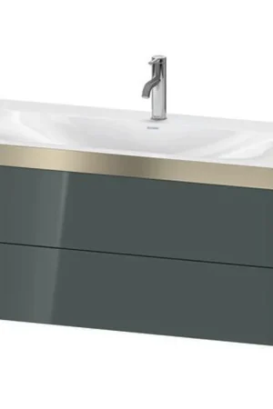 Best Choice Duravit Xviu 39" x 20" x 19" Two Drawer C-Bonded Wall-Mount Vanity Kit With One Tap Hole, Dolomite Gray (XV4616OB138P)