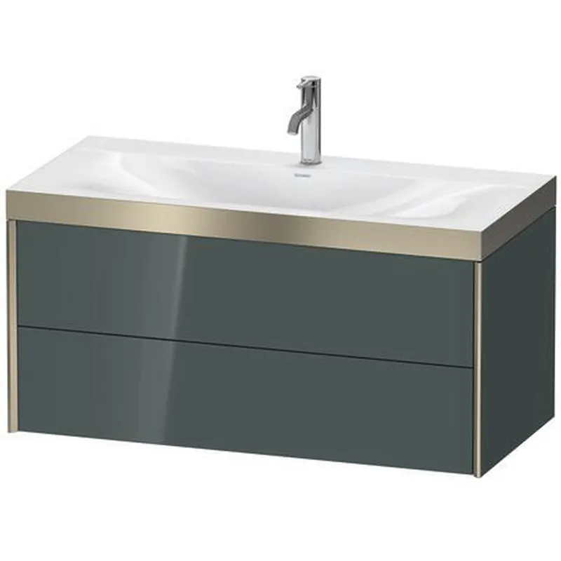 Best Choice Duravit Xviu 39" x 20" x 19" Two Drawer C-Bonded Wall-Mount Vanity Kit With One Tap Hole, Dolomite Gray (XV4616OB138P)