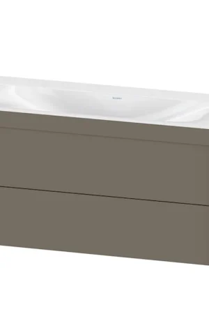 Deal Duravit Xviu 39" x 20" x 19" Two Drawer C-Bonded Wall-Mount Vanity Kit Without Tap Hole, Flannel Gray (XV4616NB290C)
