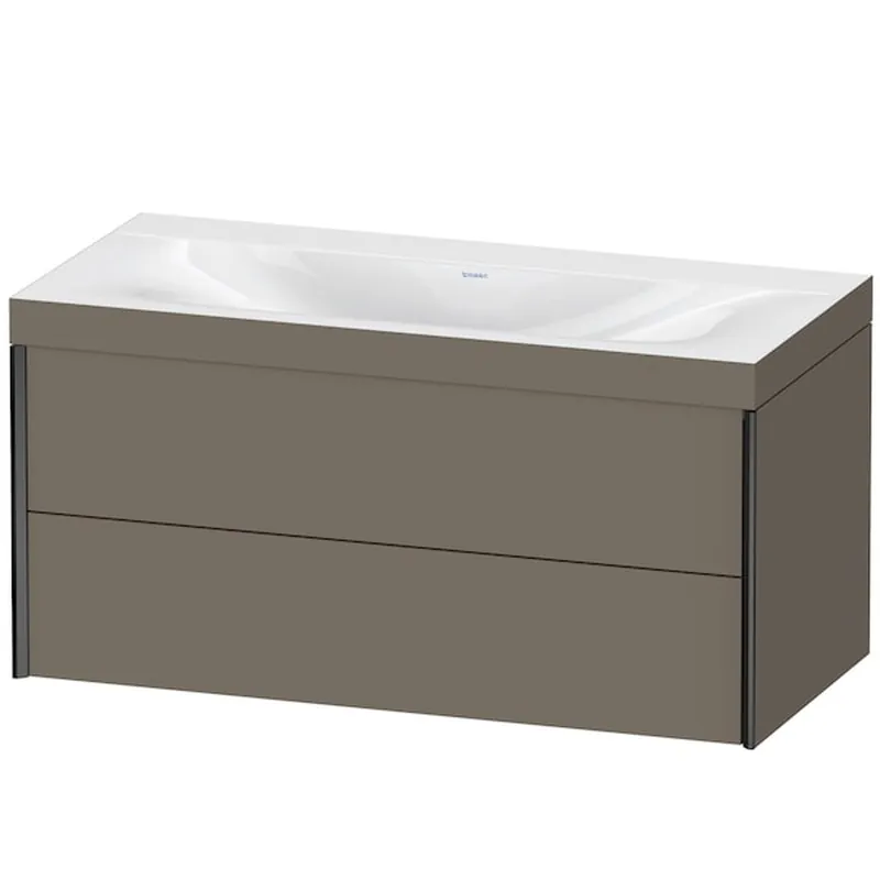 Deal Duravit Xviu 39" x 20" x 19" Two Drawer C-Bonded Wall-Mount Vanity Kit Without Tap Hole, Flannel Gray (XV4616NB290C)