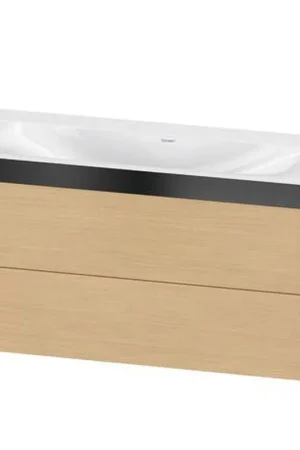 Buy Online Duravit Xviu 39" x 20" x 19" Two Drawer C-Bonded Wall-Mount Vanity Kit Without Tap Hole, Natural Oak (XV4616NB230P)