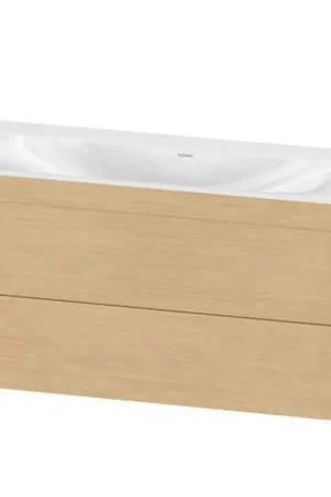 Cheap Duravit Xviu 39" x 20" x 19" Two Drawer C-Bonded Wall-Mount Vanity Kit Without Tap Hole, Natural Oak (XV4616NB230C)