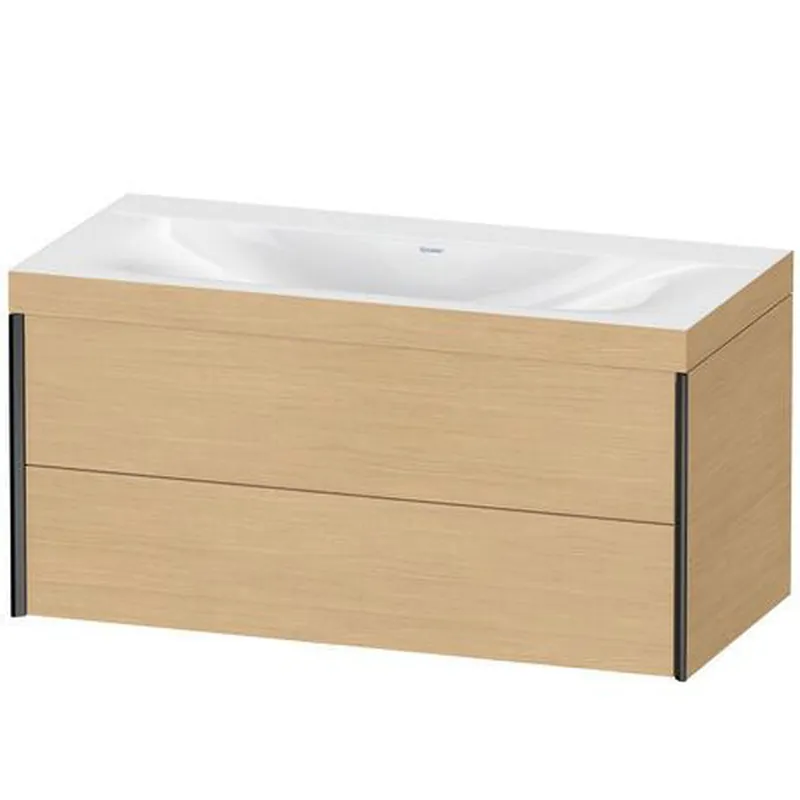 Cheap Duravit Xviu 39" x 20" x 19" Two Drawer C-Bonded Wall-Mount Vanity Kit Without Tap Hole, Natural Oak (XV4616NB230C)