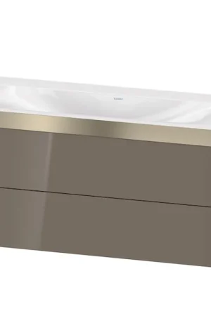 Buy Today Duravit Xviu 39" x 20" x 19" Two Drawer C-Bonded Wall-Mount Vanity Kit Without Tap Hole, Flannel Gray (XV4616NB189P)