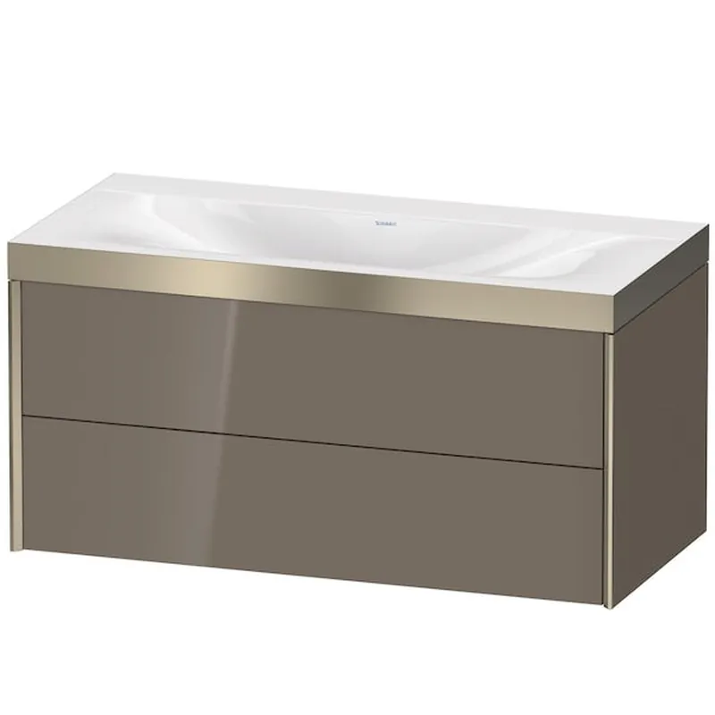 Buy Today Duravit Xviu 39" x 20" x 19" Two Drawer C-Bonded Wall-Mount Vanity Kit Without Tap Hole, Flannel Gray (XV4616NB189P)