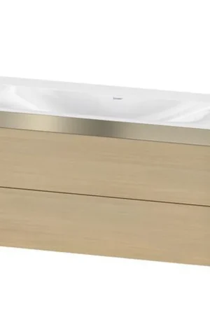 Buy Online Duravit Xviu 39" x 20" x 19" Two Drawer C-Bonded Wall-Mount Vanity Kit Without Tap Hole, Mediterranean Oak (XV4616NB171P)