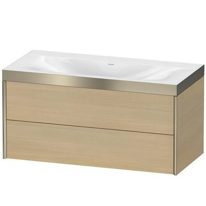 Buy Online Duravit Xviu 39" x 20" x 19" Two Drawer C-Bonded Wall-Mount Vanity Kit Without Tap Hole, Mediterranean Oak (XV4616NB171P)