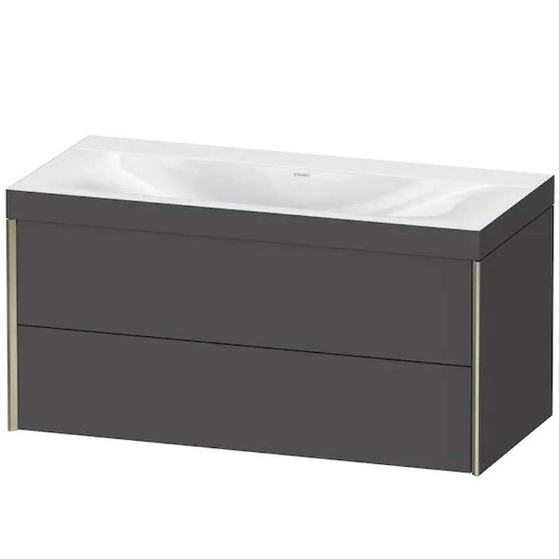 Discount Duravit Xviu 39" x 20" x 19" Two Drawer C-Bonded Wall-Mount Vanity Kit Without Tap Hole, Graphite (XV4616NB149C)