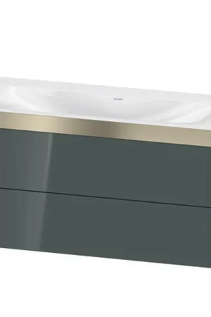 Best Price Duravit Xviu 39" x 20" x 19" Two Drawer C-Bonded Wall-Mount Vanity Kit Without Tap Hole, Dolomite Gray (XV4616NB138P)