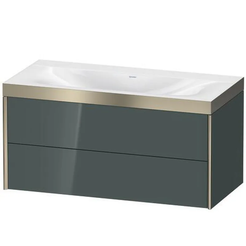 Best Price Duravit Xviu 39" x 20" x 19" Two Drawer C-Bonded Wall-Mount Vanity Kit Without Tap Hole, Dolomite Gray (XV4616NB138P)