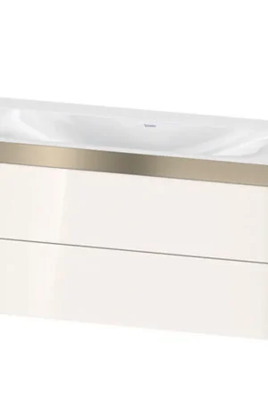 Buy Online Duravit Xviu 39" x 20" x 19" Two Drawer C-Bonded Wall-Mount Vanity Kit Without Tap Hole, White (XV4616NB122P)