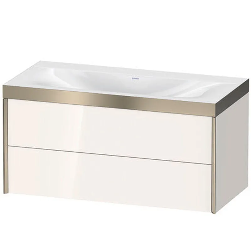 Buy Online Duravit Xviu 39" x 20" x 19" Two Drawer C-Bonded Wall-Mount Vanity Kit Without Tap Hole, White (XV4616NB122P)