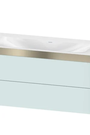 Crafted Duravit Xviu 39" x 20" x 19" Two Drawer C-Bonded Wall-Mount Vanity Kit Without Tap Hole, Light Blue (XV4616NB109P)