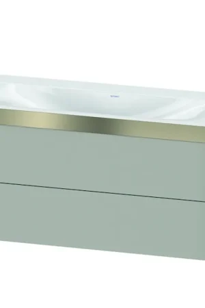 Brand New Duravit Xviu 39" x 20" x 19" Two Drawer C-Bonded Wall-Mount Vanity Kit Without Tap Hole, Concrete Gray (XV4616NB107P)