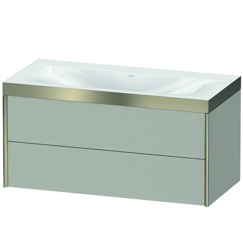 Brand New Duravit Xviu 39" x 20" x 19" Two Drawer C-Bonded Wall-Mount Vanity Kit Without Tap Hole, Concrete Gray (XV4616NB107P)