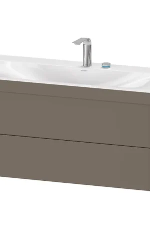 Best Choice Duravit Xviu 39" x 20" x 19" Two Drawer C-Bonded Wall-Mount Vanity Kit With Two Tap Holes, Flannel Gray (XV4616EB290C)