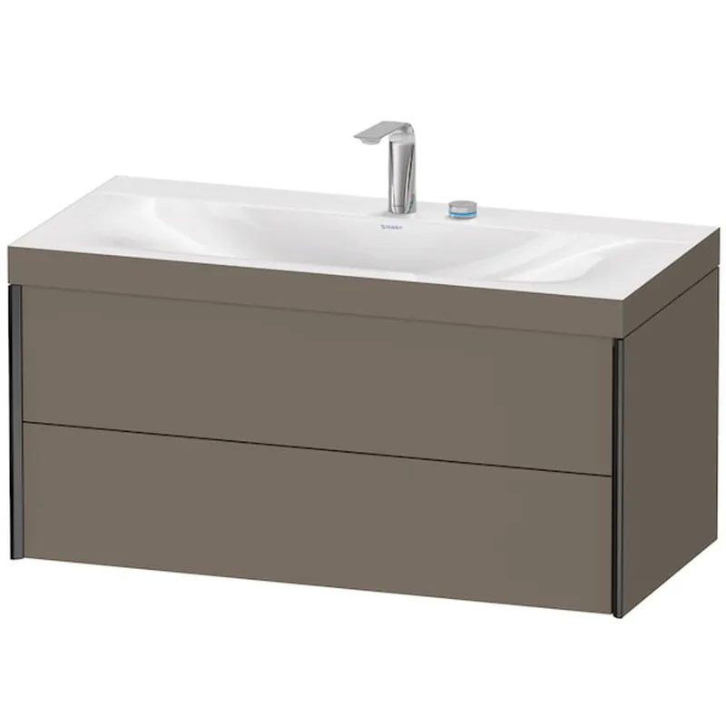 Best Choice Duravit Xviu 39" x 20" x 19" Two Drawer C-Bonded Wall-Mount Vanity Kit With Two Tap Holes, Flannel Gray (XV4616EB290C)