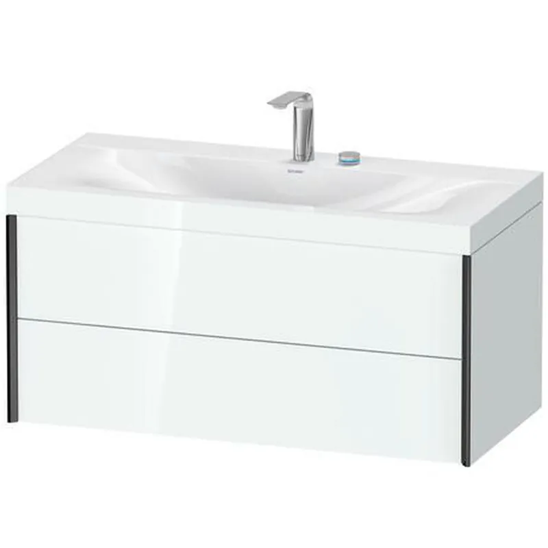 Big Sale Duravit Xviu 39" x 20" x 19" Two Drawer C-Bonded Wall-Mount Vanity Kit With Two Tap Holes, White (XV4616EB285C)
