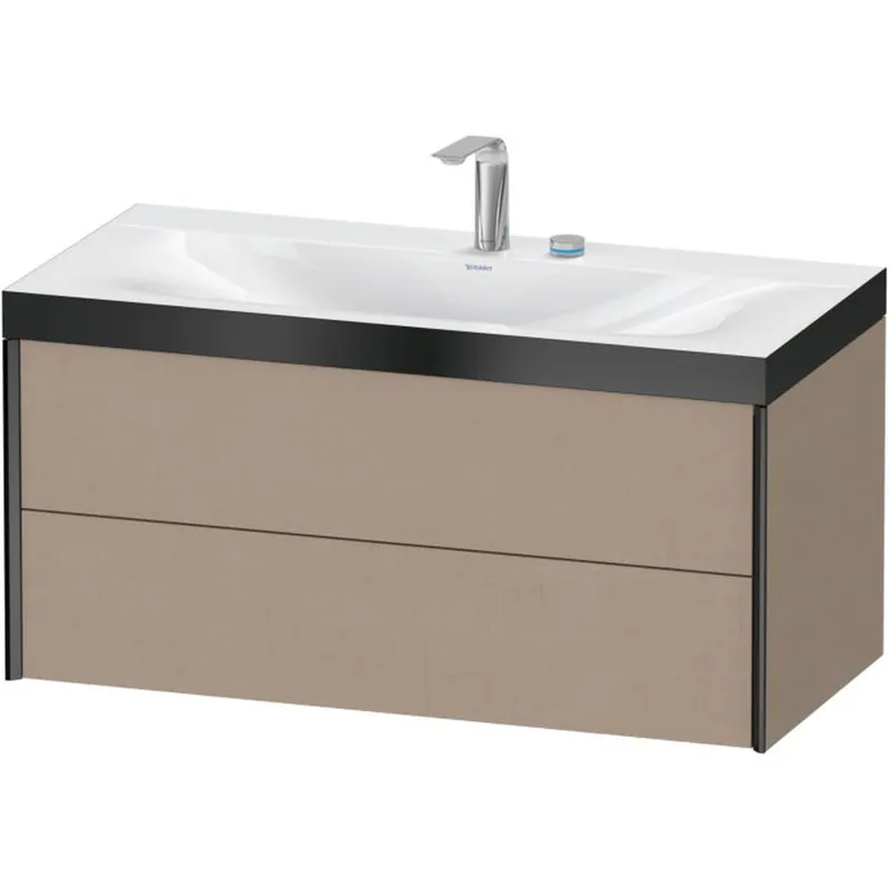 Direct From Factory Duravit Xviu 39" x 20" x 19" Two Drawer C-Bonded Wall-Mount Vanity Kit With Two Tap Holes, Linen (XV4616EB275P)