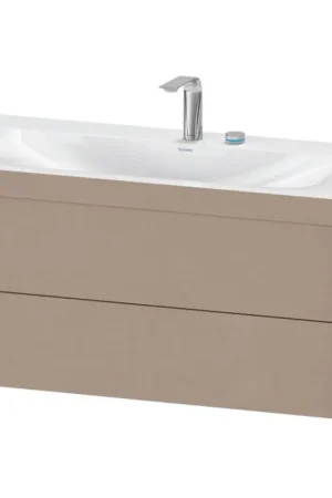 Best Seller Duravit Xviu 39" x 20" x 19" Two Drawer C-Bonded Wall-Mount Vanity Kit With Two Tap Holes, Linen (XV4616EB275C)
