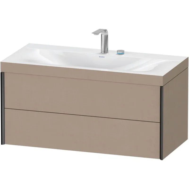 Best Seller Duravit Xviu 39" x 20" x 19" Two Drawer C-Bonded Wall-Mount Vanity Kit With Two Tap Holes, Linen (XV4616EB275C)