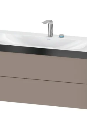 Discount Duravit Xviu 39" x 20" x 19" Two Drawer C-Bonded Wall-Mount Vanity Kit With Two Tap Holes, Basalt (XV4616EB243P)