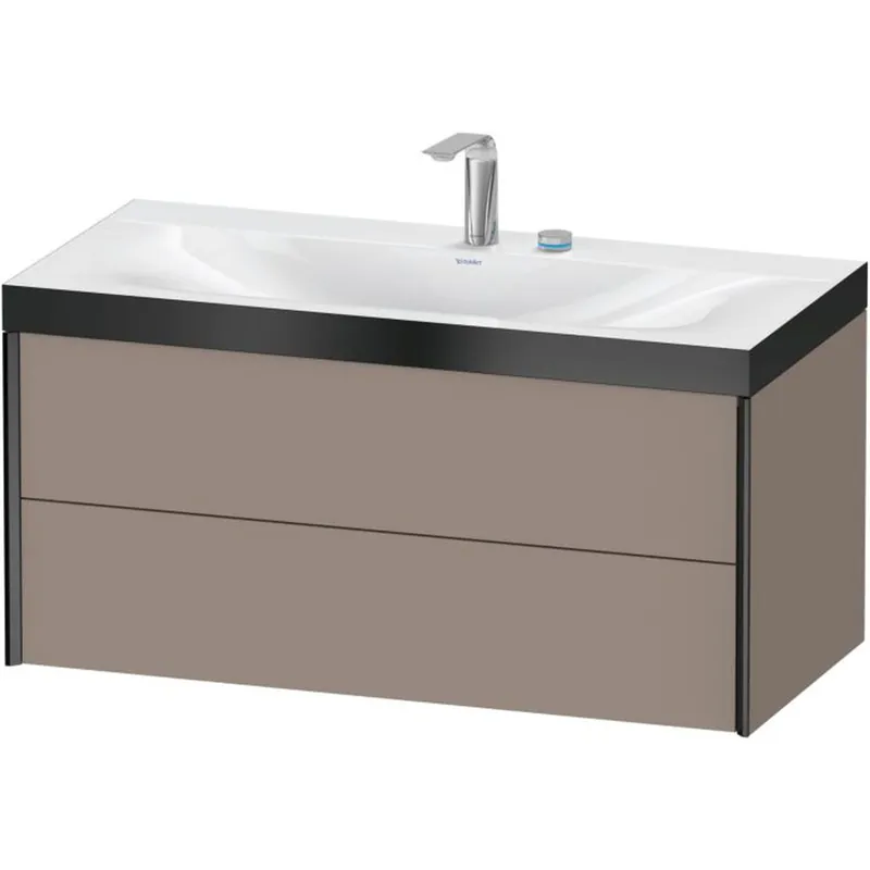 Discount Duravit Xviu 39" x 20" x 19" Two Drawer C-Bonded Wall-Mount Vanity Kit With Two Tap Holes, Basalt (XV4616EB243P)